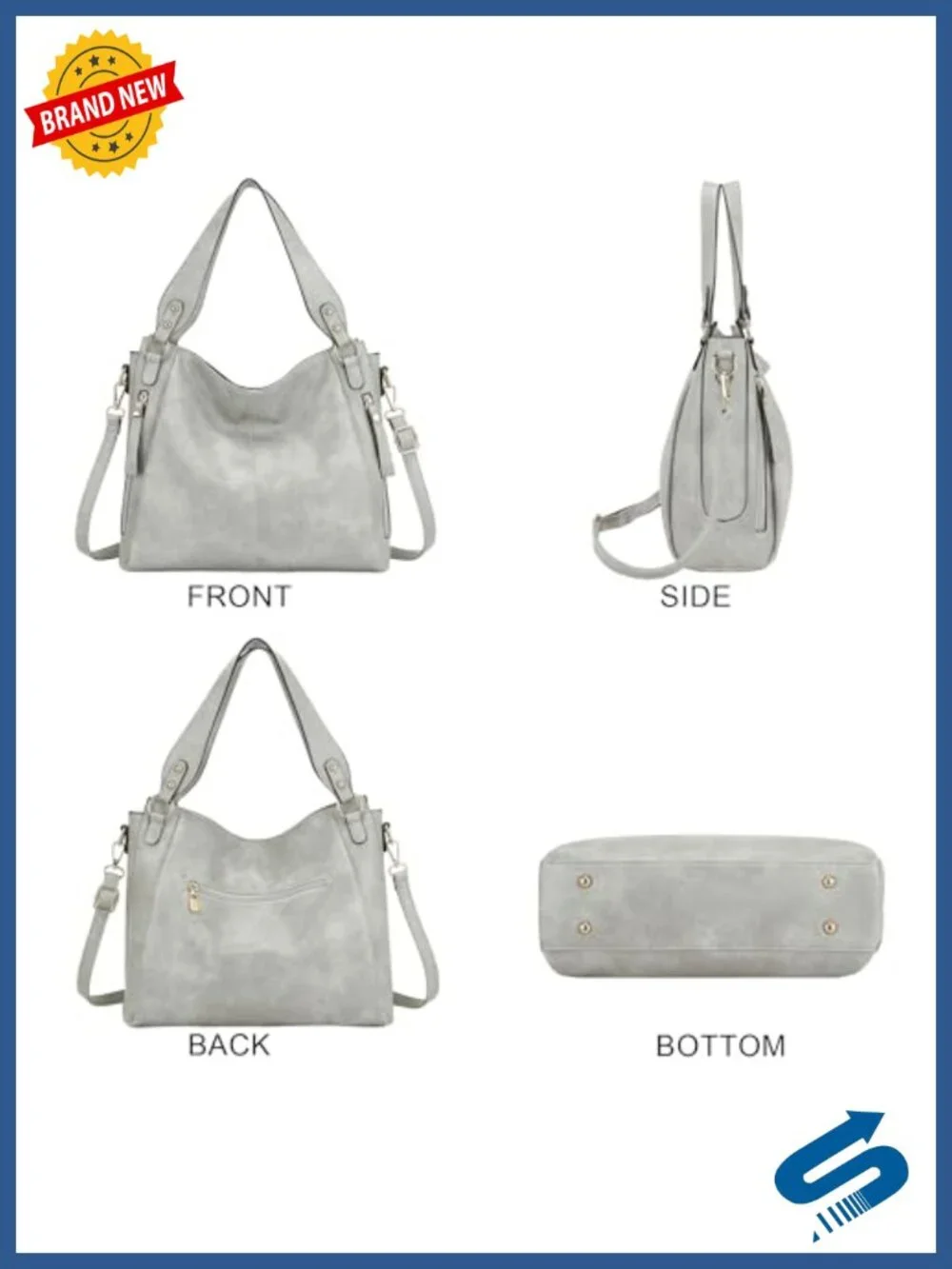 Faux Leather Hobo Tote & Wallet Set 2pcs - Detachable Strap, Multi-Pocket